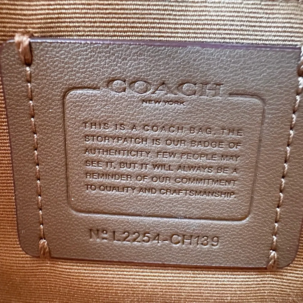 Coach Teri Shoulder Bag Signature Chambray Leather Trim